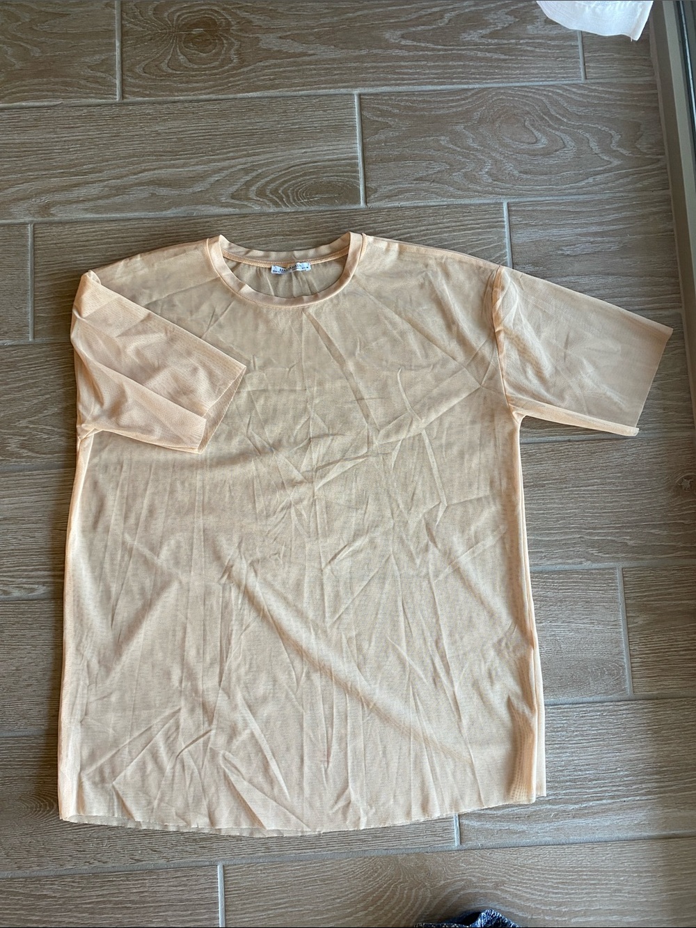 Zara Peach Mesh Short Sleeve Top